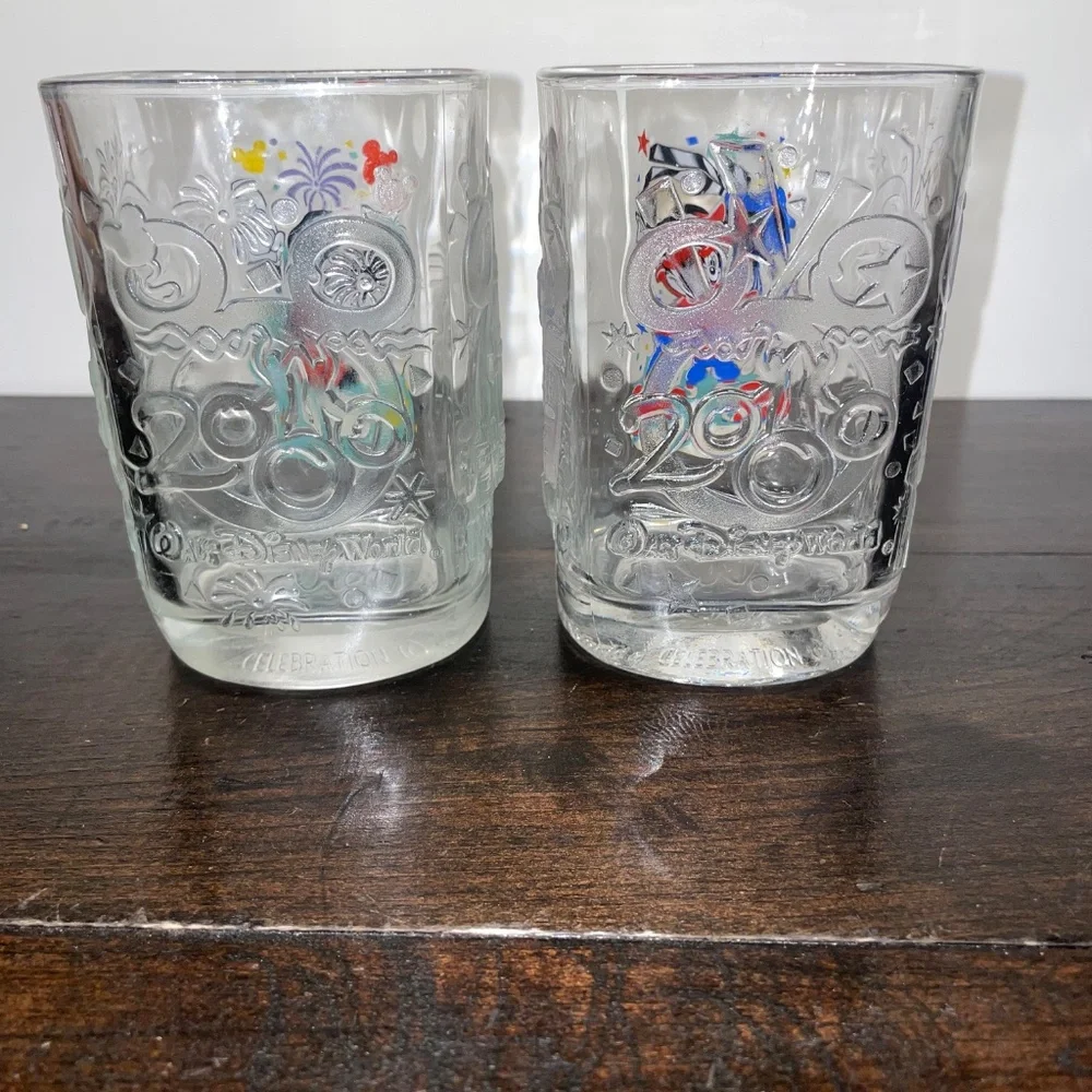Vintage Walt Disney McDonalds 2000 Celebration‎ Lot of 2 Glasses Mickey Mouse